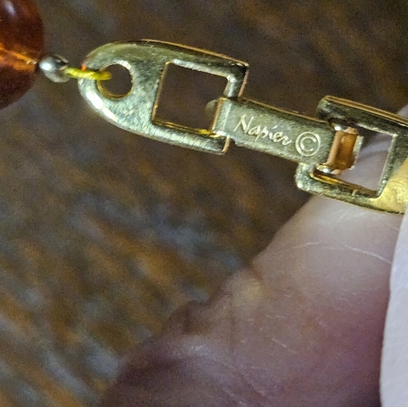 Vintage Napier brown amber beaded Chunky necklace. - Picture 6 of 12